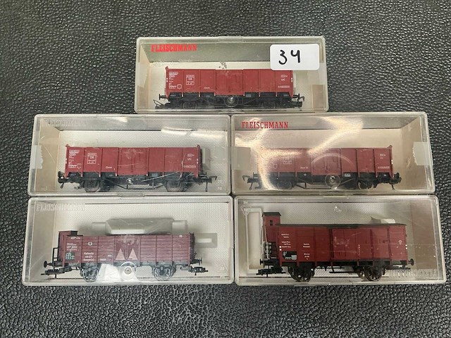Fleischmann 3x 5205 / 5811 / 5365 modeltrein wagon (5x) - afbeelding 2 van  8