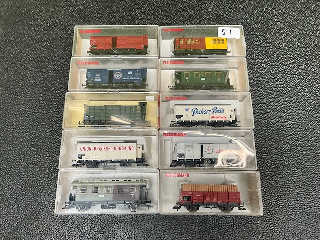 Fleischmann 5203 / 5365 / 5356 / 3604 / 5825 / 5851 / 5833 / 5053 / 5359 / 5350 modeltrein wagon (10x) - afbeelding 6 van  13