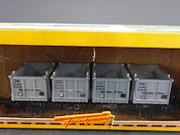 Fleischmann draagwagen van de deutsche bahn (db), beladen met vier open 'von haus zu haus' containers - afbeelding 2 van  3