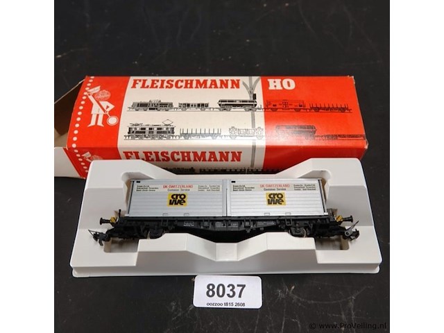 Fleischmann flat wagon met twee "cro-we" containerladingen modelnr: 5235 - afbeelding 1 van  5