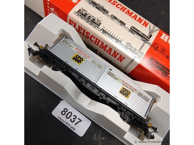 Fleischmann flat wagon met twee "cro-we" containerladingen modelnr: 5235 - afbeelding 3 van  5