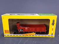 Fleischmann hogeboordwagen) met remmershuisje, uitgevoerd in de roodbruine kleurstelling van de duitse spoorwegen (db) modelnr: 1485 - afbeelding 2 van  3