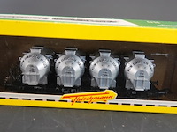 Fleischmann wagon met container-/tankbakken met de tekst "von haus zu haus" van de duitse spoorwegen (db) - afbeelding 2 van  3