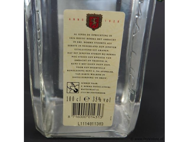 Fles bokma jonge graanjenever - afbeelding 3 van  5