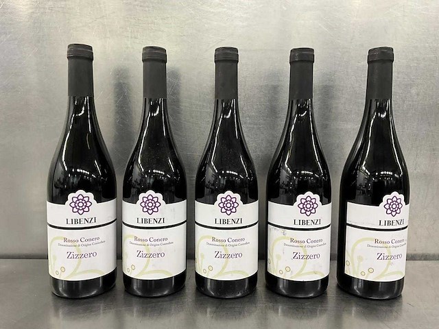 Fles rode wijn (5x) - afbeelding 1 van  2