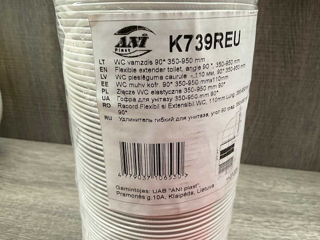 Flexibele aansluitbocht toilet 90* 350-950mm - afbeelding 2 van  2