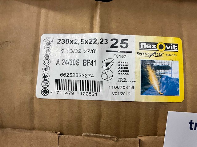 Flexovit 230x2,5x22,23 slijpschijf (100x) - afbeelding 3 van  3