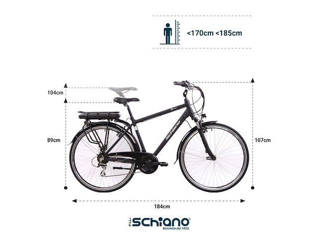 F.lli schiano eride e-bike trekking 28 inch 36v 10,4ah verwijderbare accu zwart - afbeelding 4 van  4