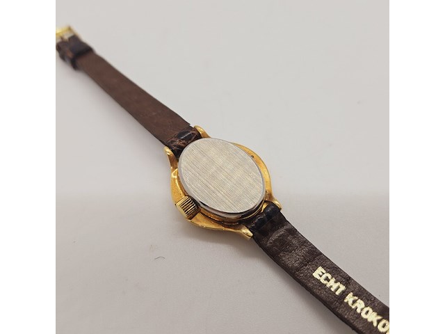 Flores mechanisch horloge op krokodillenleren band - afbeelding 6 van  7