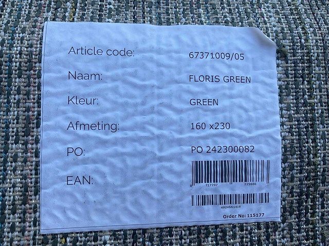 Floris green design tapijt vloerkleed 230x160cm - afbeelding 4 van  4