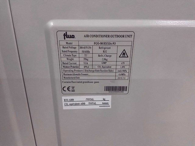 Fluo fgo-501ei/1ja-n3 r32 buitendeel 13,4kw - afbeelding 2 van  15