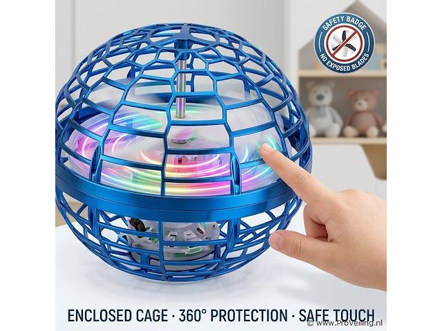 Flynova flying ball mini drone met led | handbestuurd | boomerang effect | usb oplaadbaar | blauw - afbeelding 1 van  3