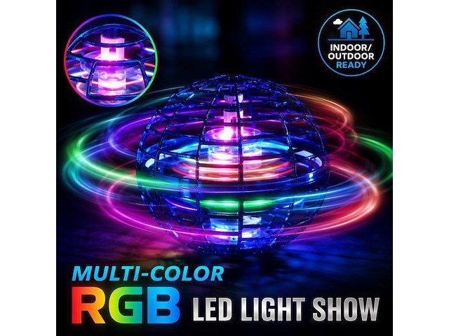 Flynova flying ball mini drone met led | handbestuurd | boomerang effect | usb oplaadbaar | blauw - afbeelding 3 van  3