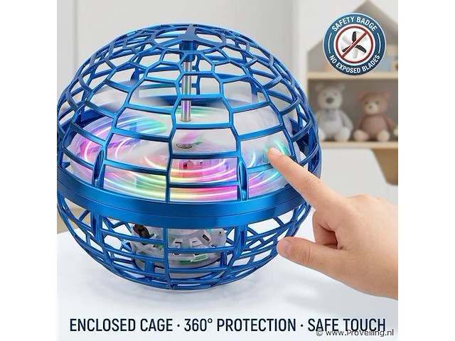 Flynova flying ball mini drone met led | handbestuurd | boomerang effect | usb oplaadbaar | blauw - afbeelding 1 van  3