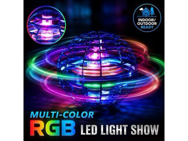 Flynova flying ball mini drone met led | handbestuurd | boomerang effect | usb oplaadbaar | blauw - afbeelding 3 van  3