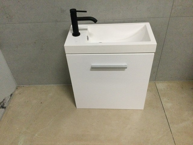 Fontein + kraan 55x50x25 cm wb, wit - afbeelding 1 van  3