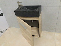 Fontein + kraan 60x40x22 cm wb, l. eiken/zwart - afbeelding 3 van  4