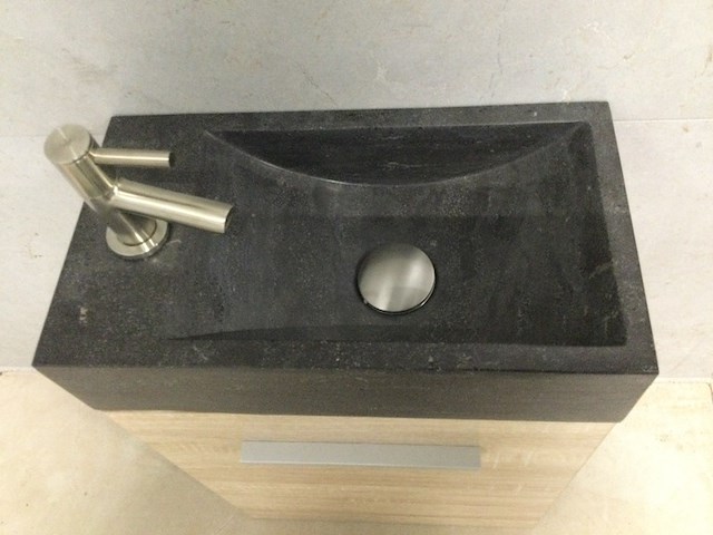 Fontein + kraan 60x40x22 cm wb, l. eiken/zwart - afbeelding 4 van  4