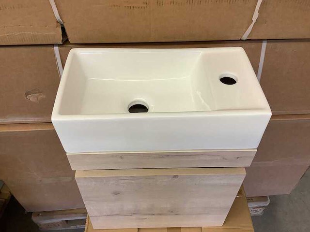 Fontein + meubel natural oak 40 cm, karo, natural oak - afbeelding 2 van  2