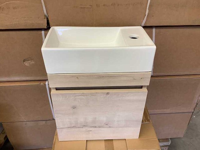 Fontein + meubel natural oak 40 cm, karo, natural oak - afbeelding 2 van  3