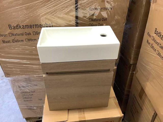 Fontein + meubel walnut 40 cm, karo, walnut - afbeelding 2 van  3