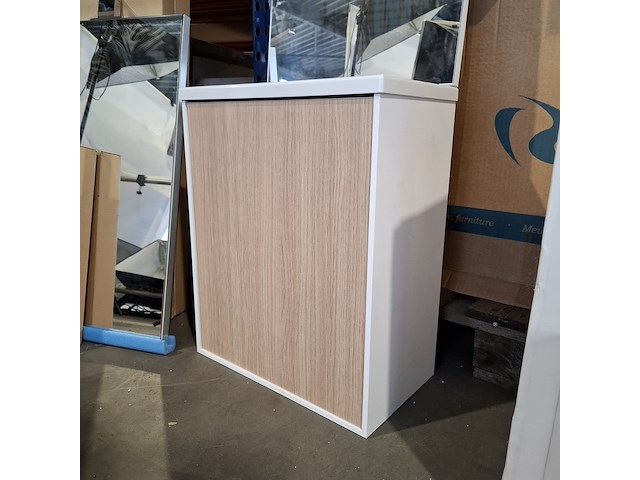 Fonteinmeubel, eiken/glans wit - afbeelding 2 van  5