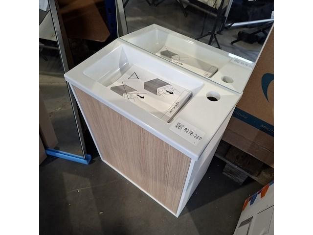 Fonteinmeubel, eiken/glans wit - afbeelding 3 van  5