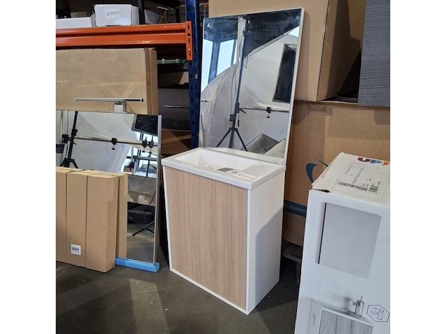 Fonteinmeubel, eiken/glans wit - afbeelding 1 van  6