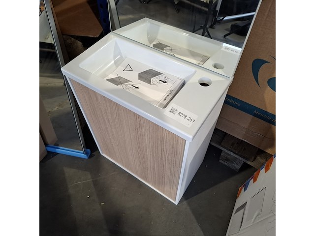 Fonteinmeubel, eiken/glans wit - afbeelding 3 van  6