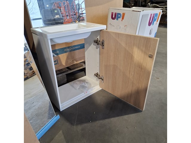 Fonteinmeubel, eiken/glans wit - afbeelding 4 van  6