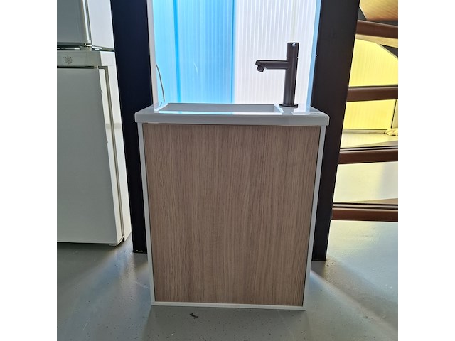 Fonteinmeubel eiken/wit - afbeelding 1 van  9