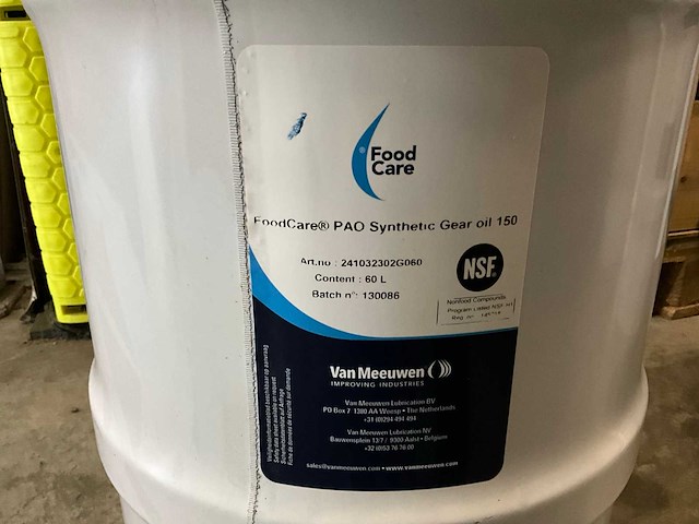 Foodcare synthetische tandwielolie 150 - 60 ltr. drom (nieuw) - afbeelding 3 van  3
