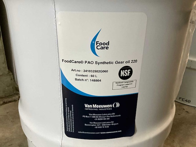 Foodcare synthetische tandwielolie 220 - 60 ltr. drom (nieuw) - afbeelding 3 van  3
