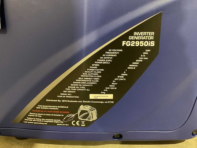 Ford - 2025 - fg2950is - inverters stroomgenerator - afbeelding 15 van  19