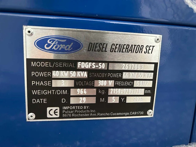 Ford - 2026 - 50 kva noodstroomaggregaat diesel - afbeelding 2 van  22