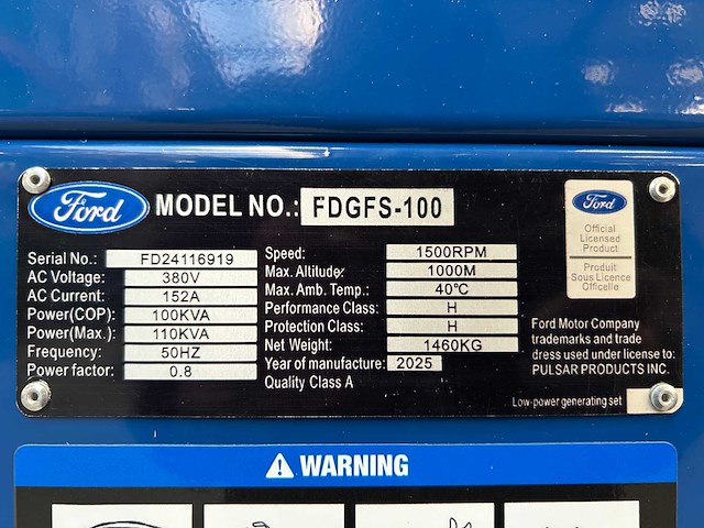 Ford - 2026 - fdgfs-100 - 100 kva noodstroomaggregaat - afbeelding 2 van  23