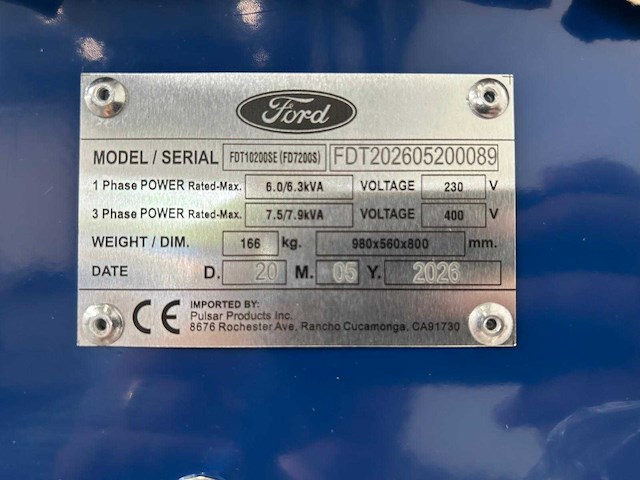 Ford - 2026 - fdt10200se - 7.9 kva diesel generator 3phase - afbeelding 20 van  20