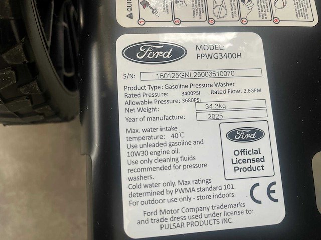 Ford - fpwg3400 - hogedrukreiniger 234 bar - afbeelding 10 van  14