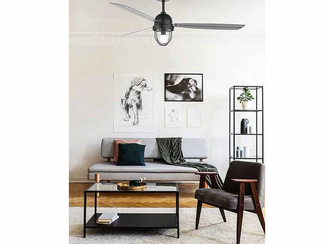 Forlight design plafond ventilator nikkel + lamp - afbeelding 6 van  6