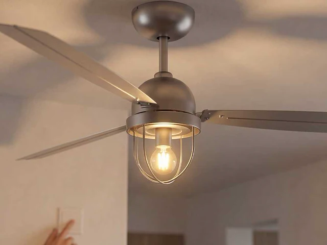 Forlight design plafond ventilator nikkel + lamp - afbeelding 5 van  6