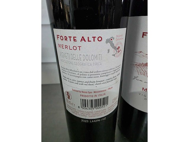 Forte alto merlot 2023 rode wijn fles (14x) - afbeelding 4 van  4