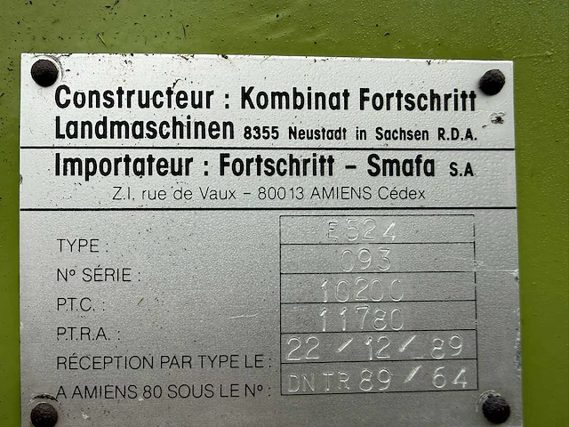 Fortschritt - 1989 - e 524 - veldhakselaar - afbeelding 6 van  15