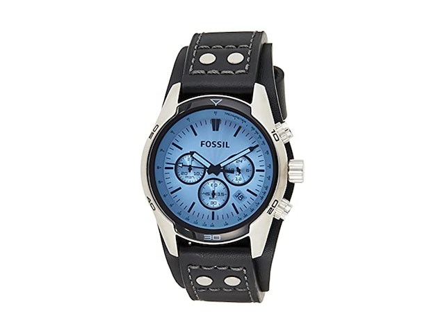 Fossil coachman chronograph zwart leren horloge - afbeelding 2 van  2