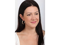 Fossil harlow linear texture goudkleurige roestvrijstalen hoepel oorbellen - afbeelding 2 van  4