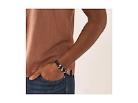 Fossil jf04473040 herenarmband met zwarte leren band - afbeelding 3 van  3