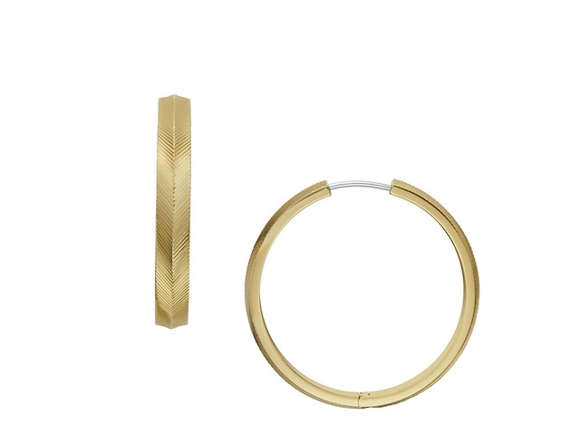 Fossil jf04538710 harlow linear texture goudkleurige roestvrijstalen hoepeloorbellen - afbeelding 2 van  5