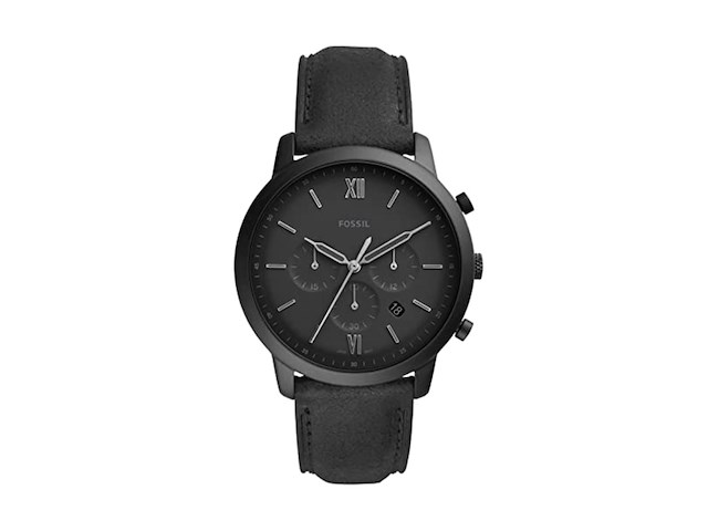 Fossil neutra chrono fs5503 horloge leer zwart 44 mm - afbeelding 1 van  3