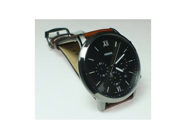 Fossil neutra horloge voor heren kwarts chronograaf uurwerk met leren band - afbeelding 2 van  4