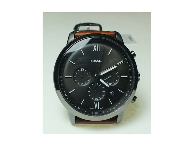 Fossil neutra horloge voor heren kwarts chronograaf uurwerk met leren band - afbeelding 3 van  4