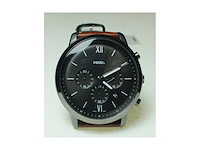 Fossil neutra horloge voor heren kwarts chronograaf uurwerk met leren band - afbeelding 3 van  4